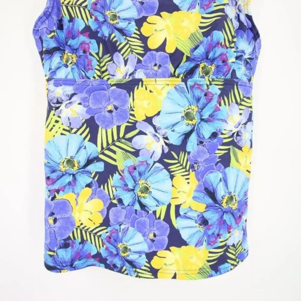 NWOT Lands End Swim Tankini Top Purple Yellow Floral Tropical Size 2P - Picture 3 of 9